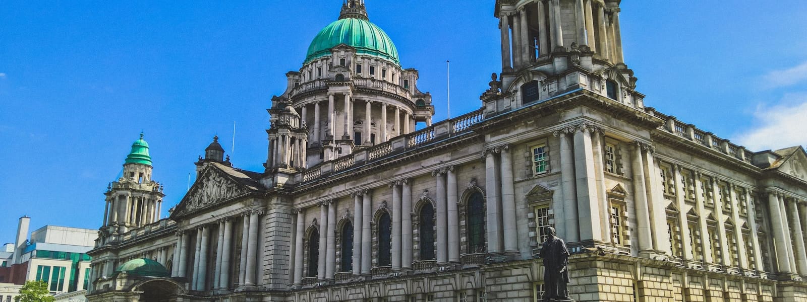 Belfast City Hall under a blue sky